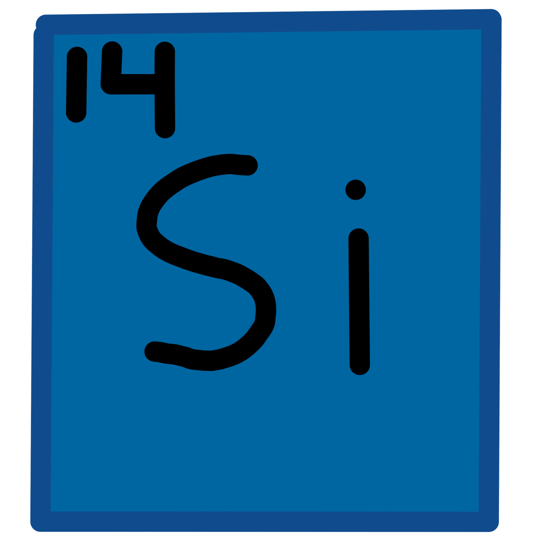  A blue square with an “Si” in the middle of it. The top left corner has a 14 in it